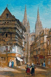 Quimper, the Cathedral and Kéréon Street
